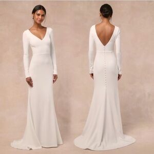 Lulus NWT Feeling of Forever White Long Sleeve Mermaid Maxi Dress, Size 1X